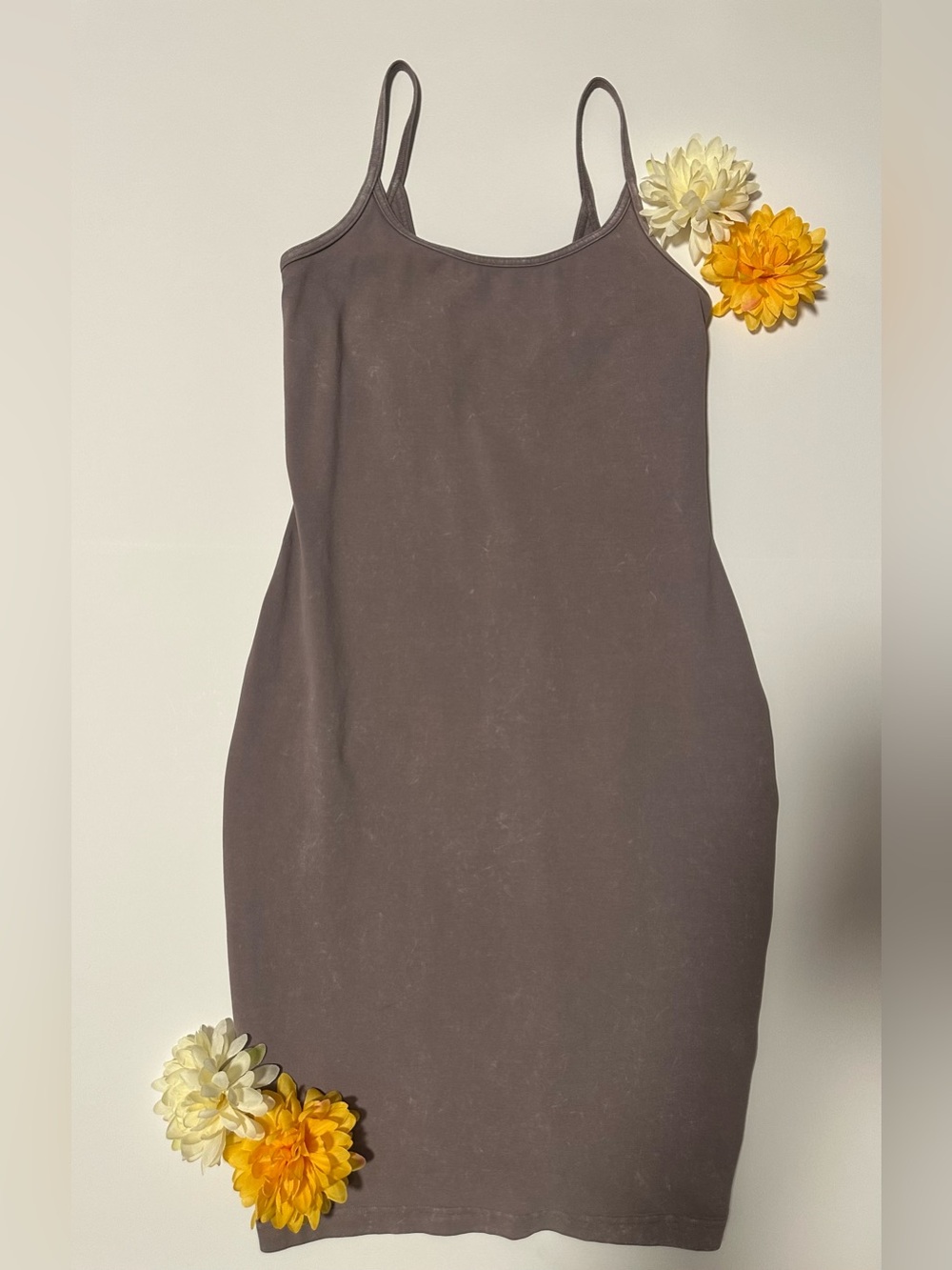 lululemon athletica Brown Spaghetti-Strap Midi Bodycon Dress
